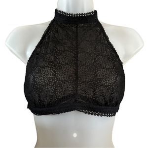 Victoria Secret Black Lace Halter Top Boho Romantic Bra Top